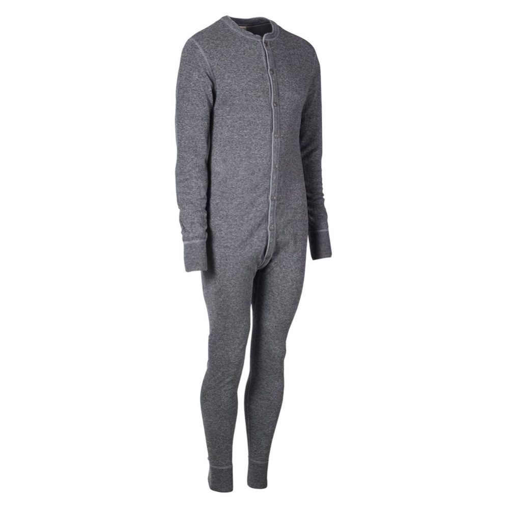 L.L. Bean Adult Wool/Cotton Two Layer Union Suit, Heather Gray, M Regular